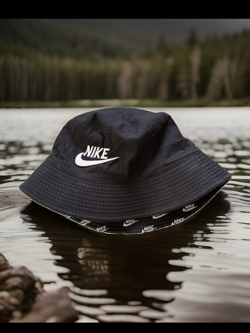 Nike Black Bucket Hat with White Swoosh